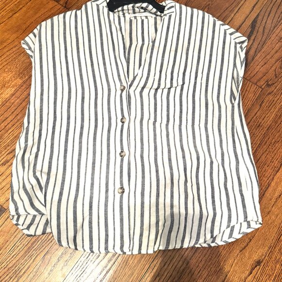 MANGO Women's Striped Linen-Blend Shirt - Picture 3 of 5